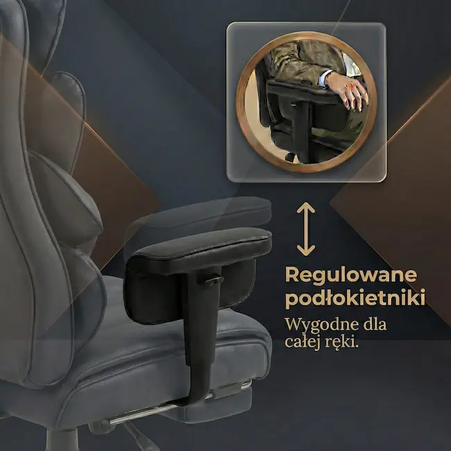 Duże regulowane podłokietniki fotela EP Magna
