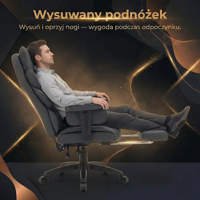 Fotel obrotowy EP Magna z wysuwanym podnóżkiem