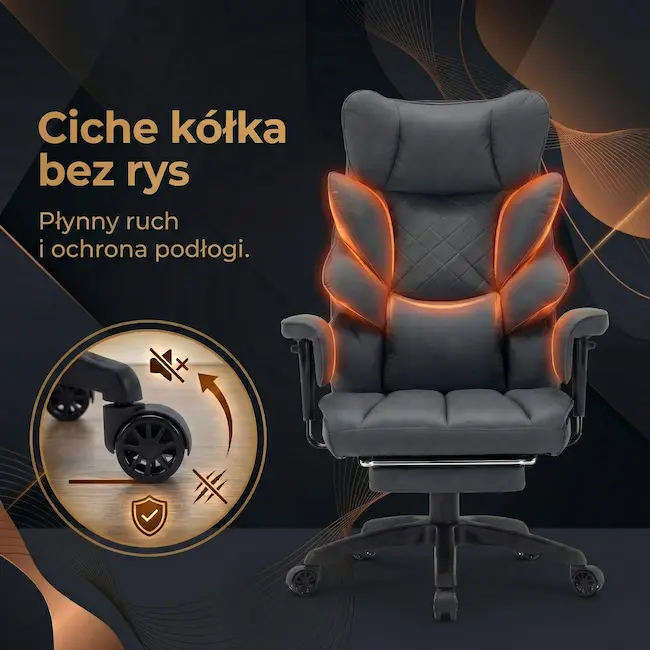 Bezpieczne i ciche kółka w fotelu biurowym EP Magna