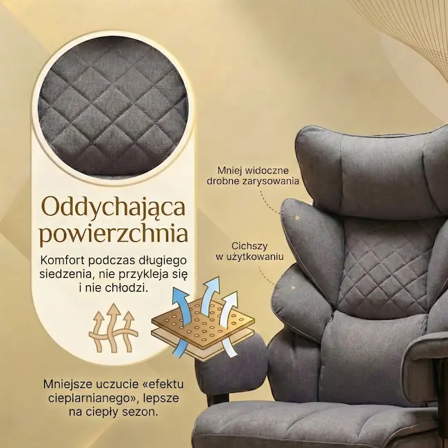 Szary materiał tkanina fotela biurowego EP Magna