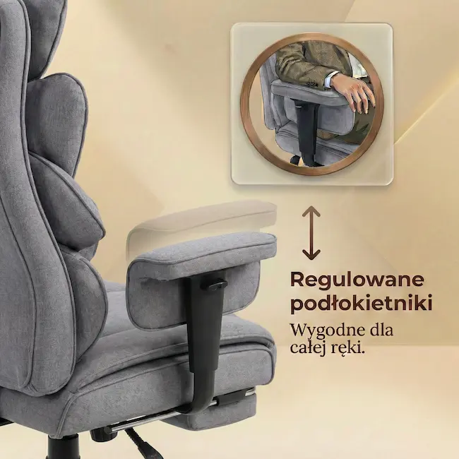 Szerokie podłokietniki w ergonomicznym fotelu EP Magna