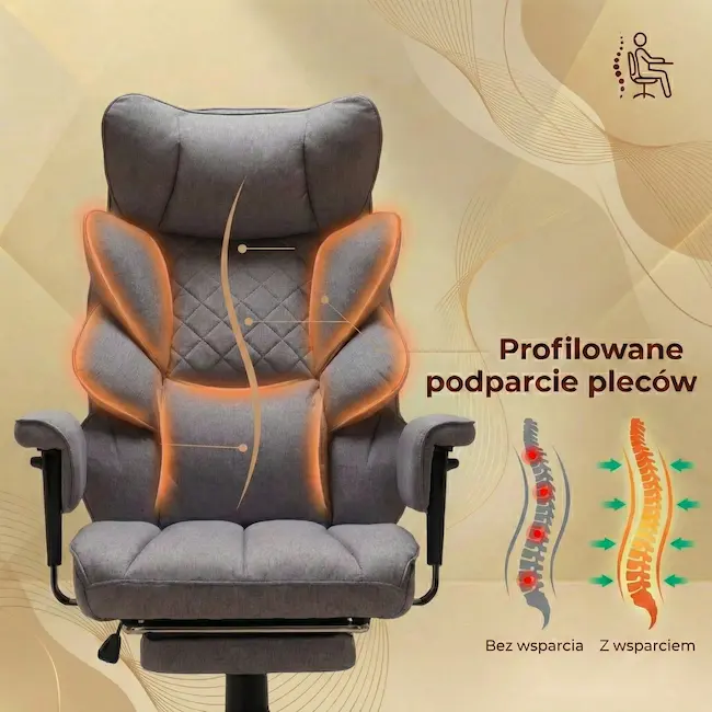 Ergonomiczne oparcie kręgosłupa fotel EP Magna szary