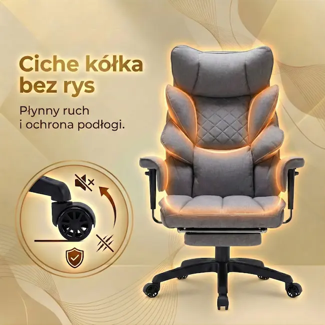 Ciche gumowane kółka nie rysujące podłogi fotel EP Magna