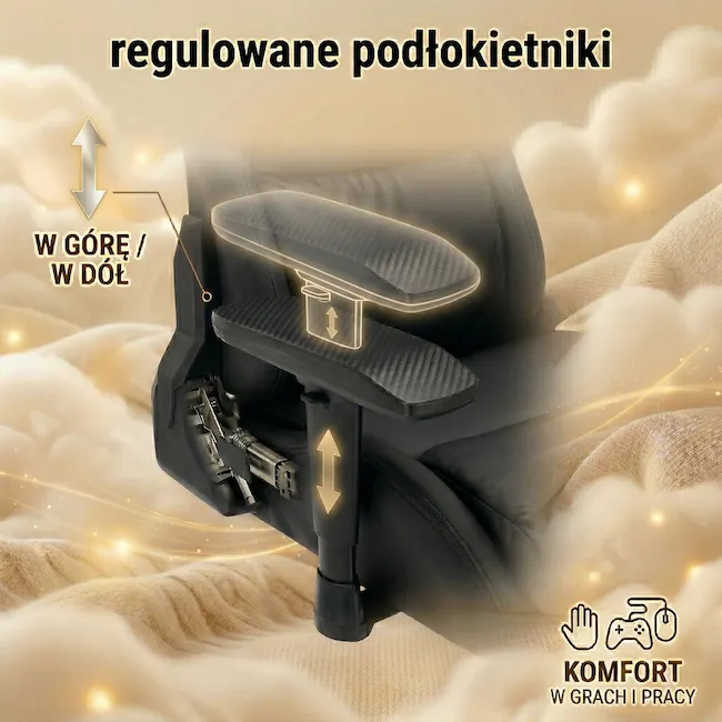 Regulowane w pionie podłokietniki fotela biurowego EP Elvon