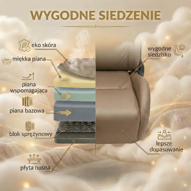 Miękkie, piankowe siedzisko fotela ergonomicznego EP Elvon kremowy