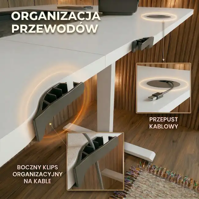 Zarządzanie kablami przepusty biurko EP Flow