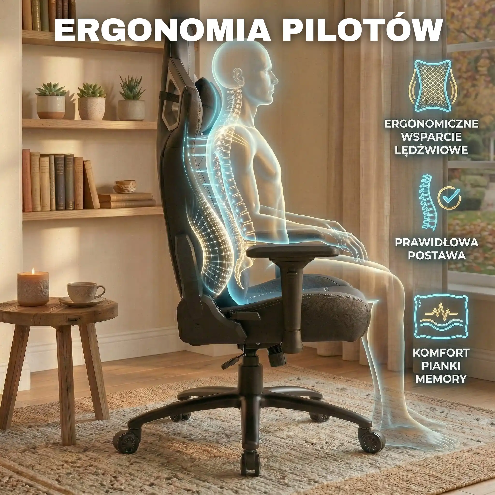 Ergonomia wspierająca kręgosłup fotel dla gracza EP Titan