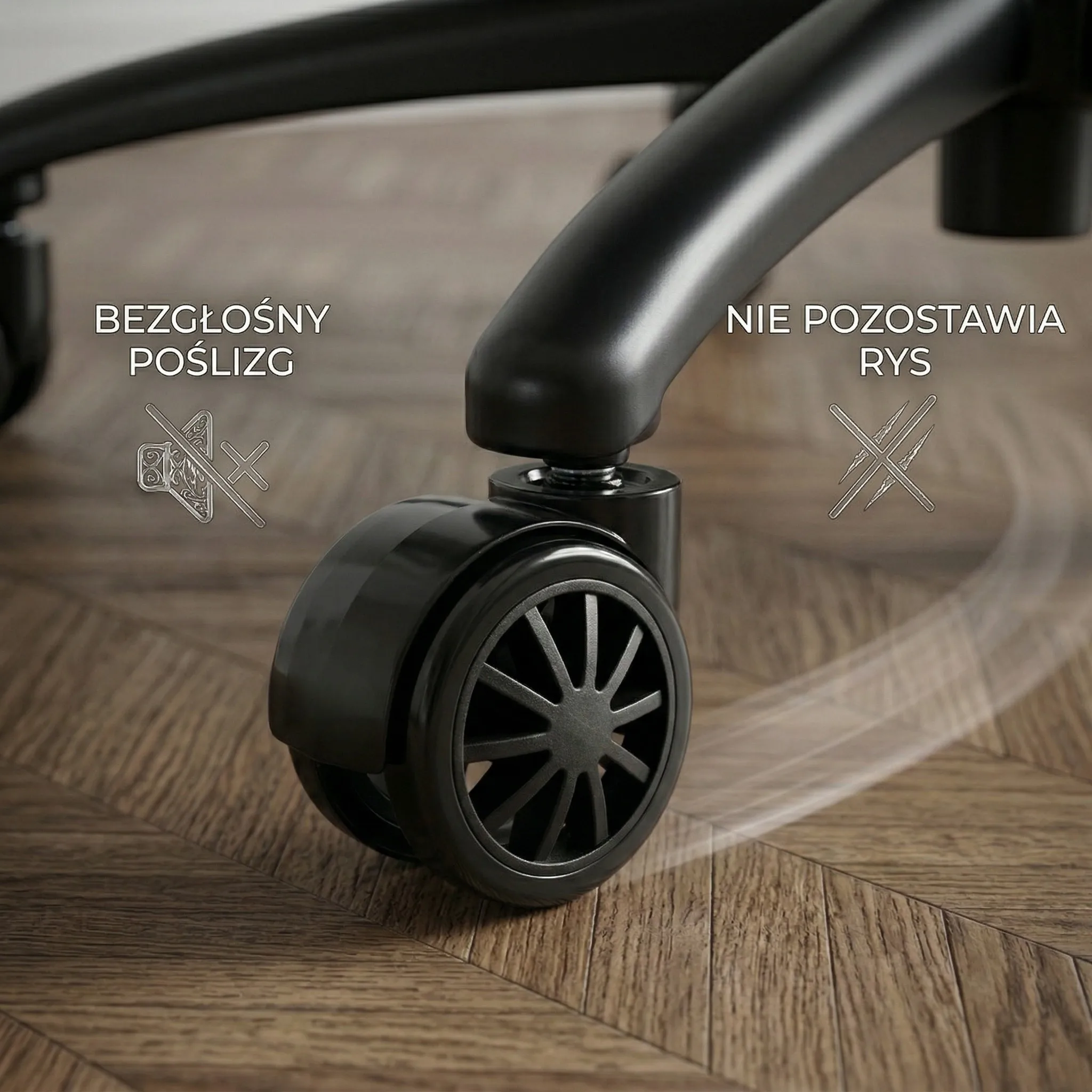 Ciche bezpieczne kółka PU do paneli EP Titan