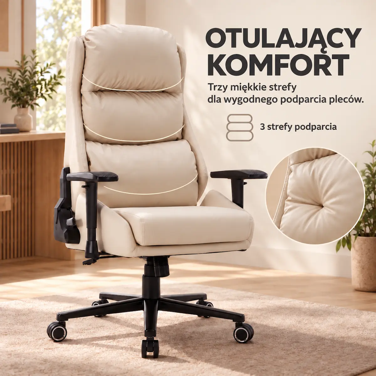 Miękkie trzy strefy oparcia fotela biurowego EP Elvon