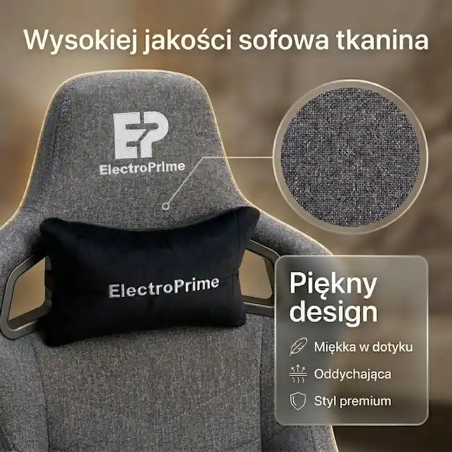 Design i miękka tkanina przypominająca sofę szary fotel EP Atlas