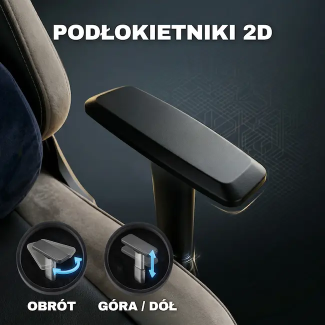 Regulowane podłokietniki 2D w fotelu gamingowym EP Nova