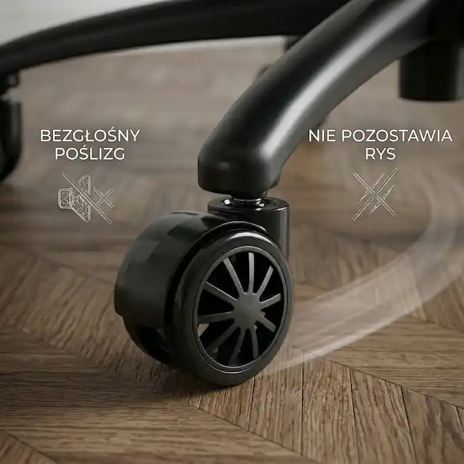 Ciche gumowane kółka fotela gamingowego EP Nova
