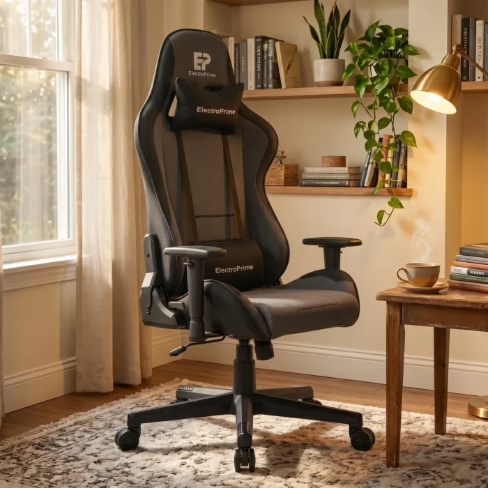 EP Terra fotel gamingowy szaro-czarny tkanina - obrazek 2