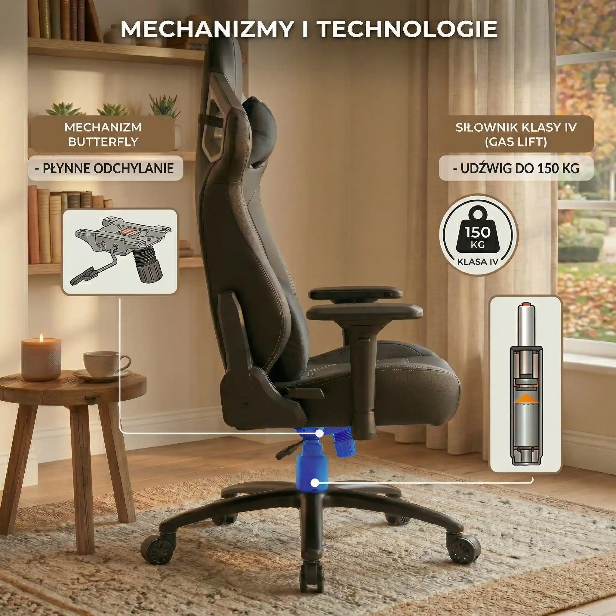 Wytrzymały mechanizm Frog 150kg fotel gamingowy EP Titan