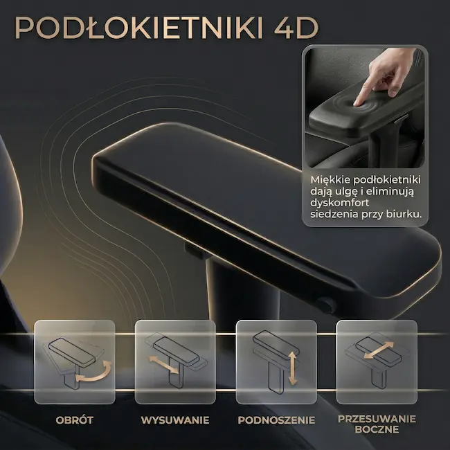 Regulowane podłokietniki 4D fotel gamingowy Neologic Antares