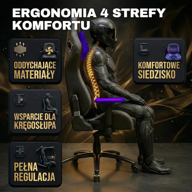 4 strefowa ergonomia wsparcie kręgosłupa Neologic Antares