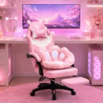 EP Lunaria Fotel gamingowy w stylu kawaii anime z podnóżkiem różowo-biały - obrazek 3