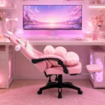 EP Lunaria Fotel gamingowy w stylu kawaii anime z podnóżkiem różowo-biały - obrazek 5