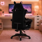 EP Lunaria Fotel gamingowy w stylu kawaii anime z podnóżkiem czarno-różowy - obrazek 5