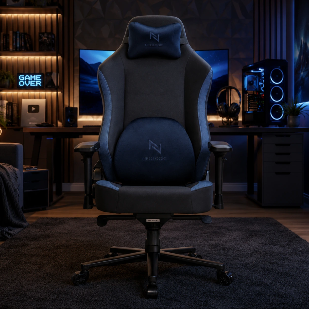 Neologic-Stealth-fotel-gamingowy-obrotowy-czarny-tkanina-Suede-PR-6 Neologic Stealth fotel gamingowy obrotowy czarny XL tkanina Suede PR - obrazek 1